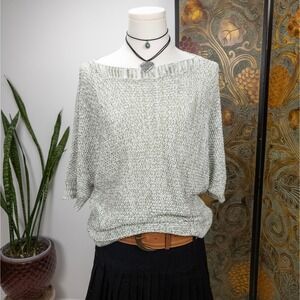 Chunky Knit Off‎ Shoulder Sage Marled Sweater Slouchy Y2K Fairycore Medium